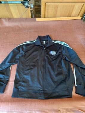 adidas Black Track Jacket with White Stripes
